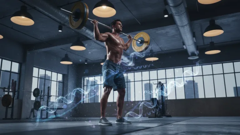 Athlete lifting weights, symbolizing strength and muscle repair through optimal protein intake