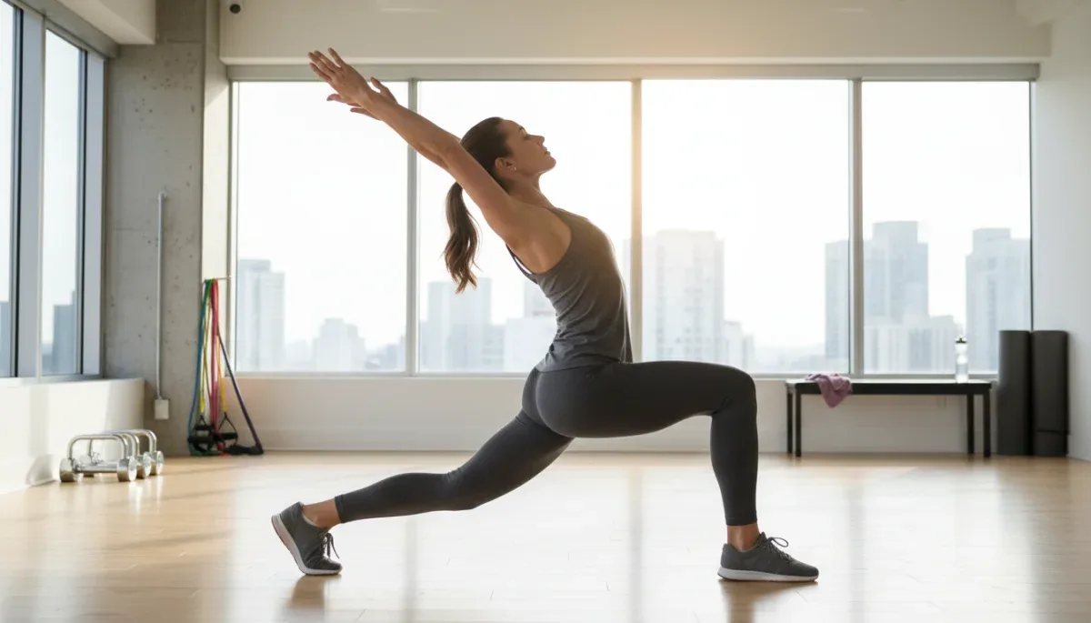 Person performing dynamic stretch for flexibility and mobility