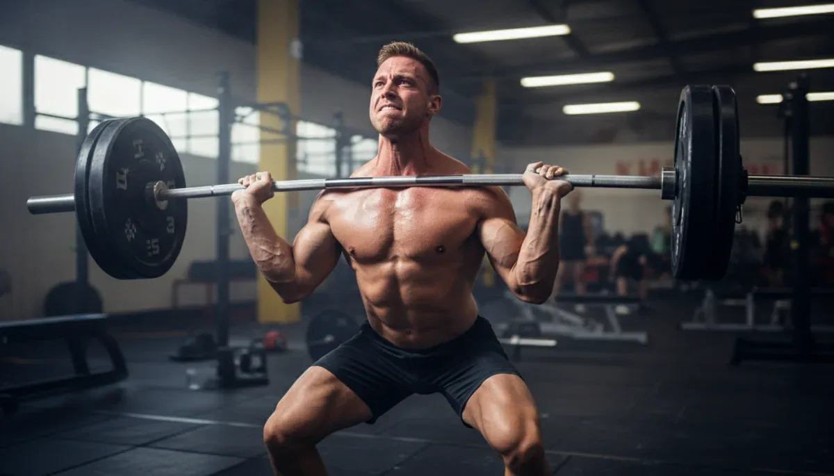 Athlete pushing heavy weights, demonstrating effort to overcome a workout plateau