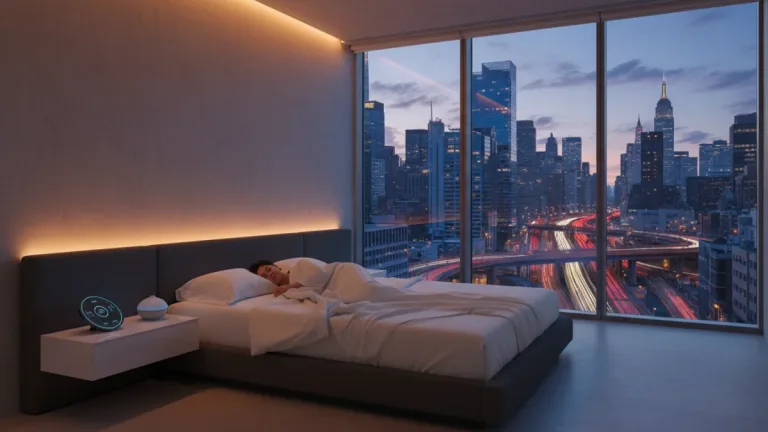 Peaceful sleep in modern U.S. bedroom with smart tech