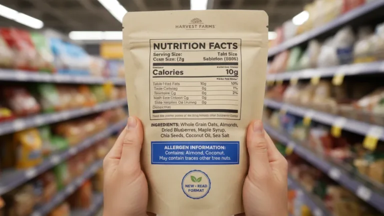 Updated food label with enhanced nutrition facts and ingredient clarity for consumers.