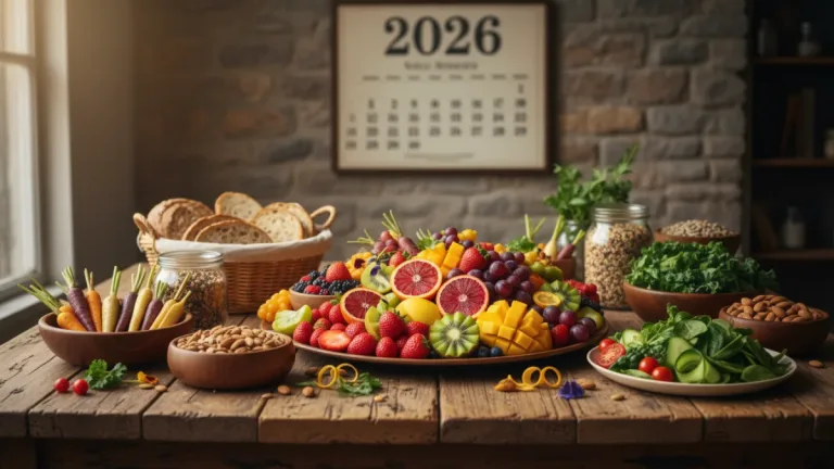 Colorful array of fresh plant-based foods for a healthy diet.