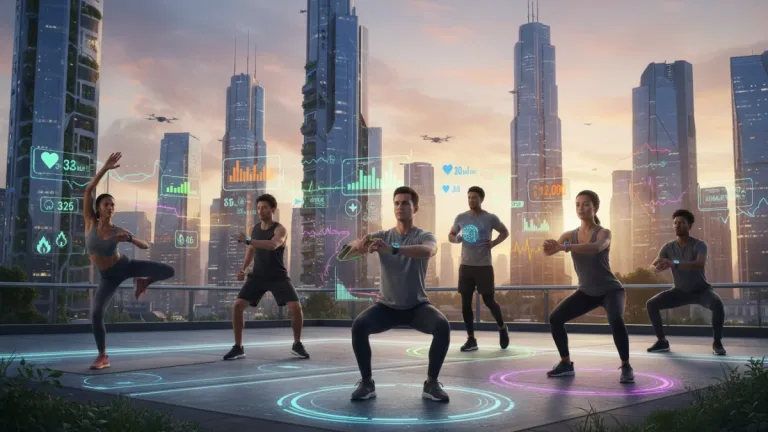 Diverse individuals exercising with various fitness trackers in 2026