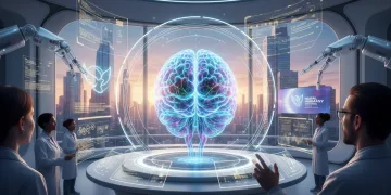 Futuristic brain health technology analyzing neural pathways in US