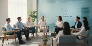 Group therapy session showing diverse individuals receiving mental health support