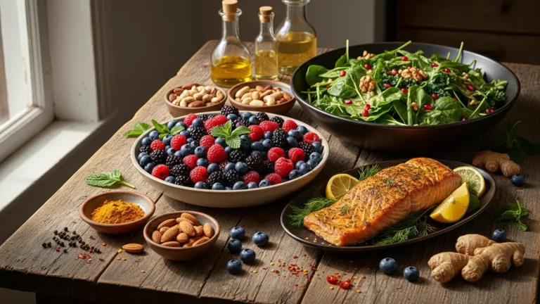 Colorful assortment of fresh anti-inflammatory foods