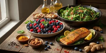 Colorful assortment of fresh anti-inflammatory foods