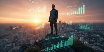 Person overlooking city, symbolizing economic resilience