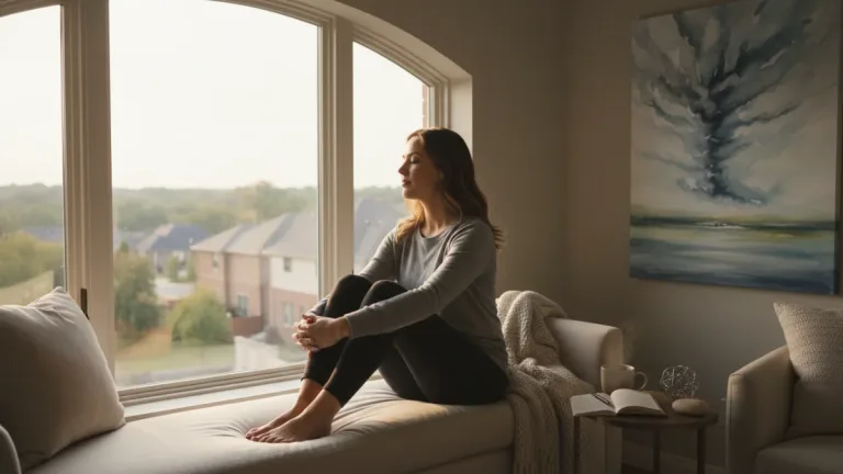 Person finding peace, contemplating anxiety management