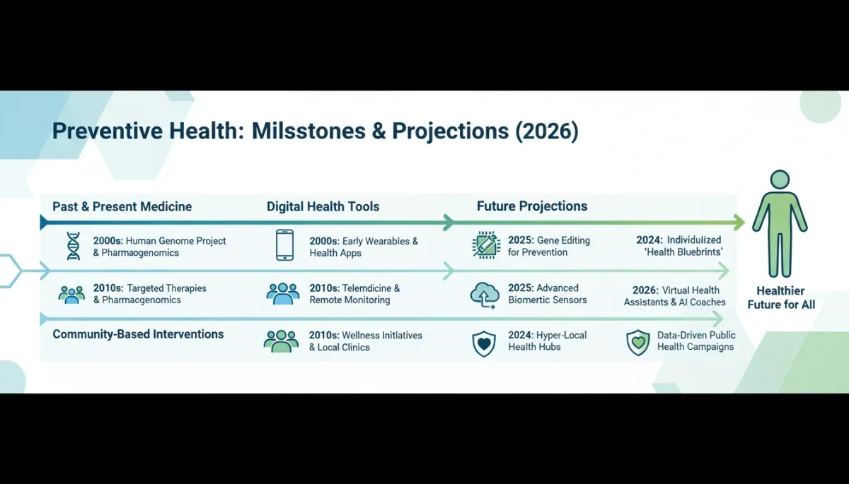 Infographic depicting preventive health milestones and 2026 projections.