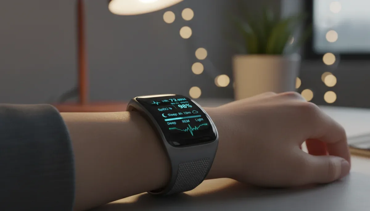 Advanced wearable health tracker displaying real-time biometric data