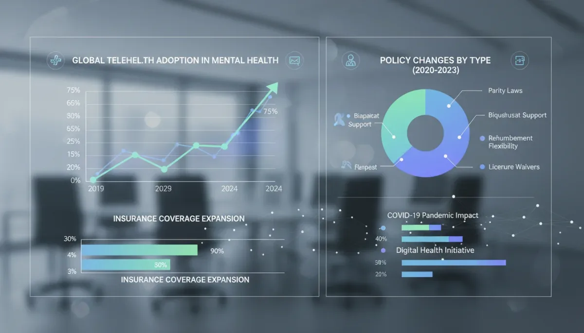 Infographic showing telehealth adoption and insurance coverage trends