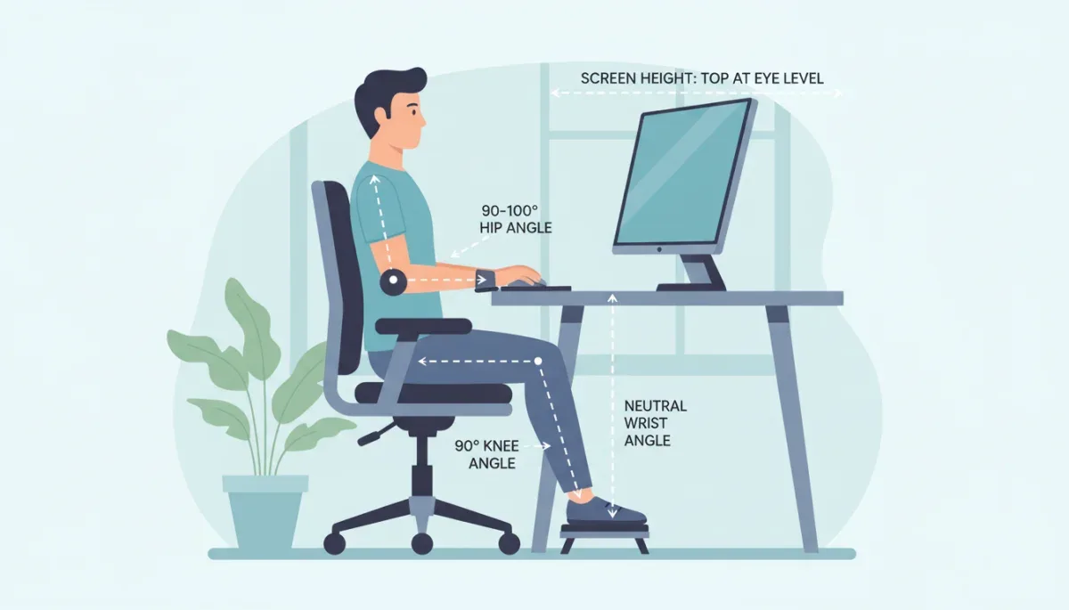Correct sitting posture illustration for remote workers