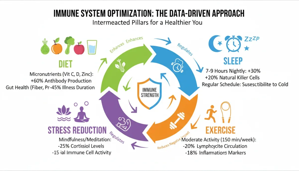 Infographic showing key factors influencing immune system strength