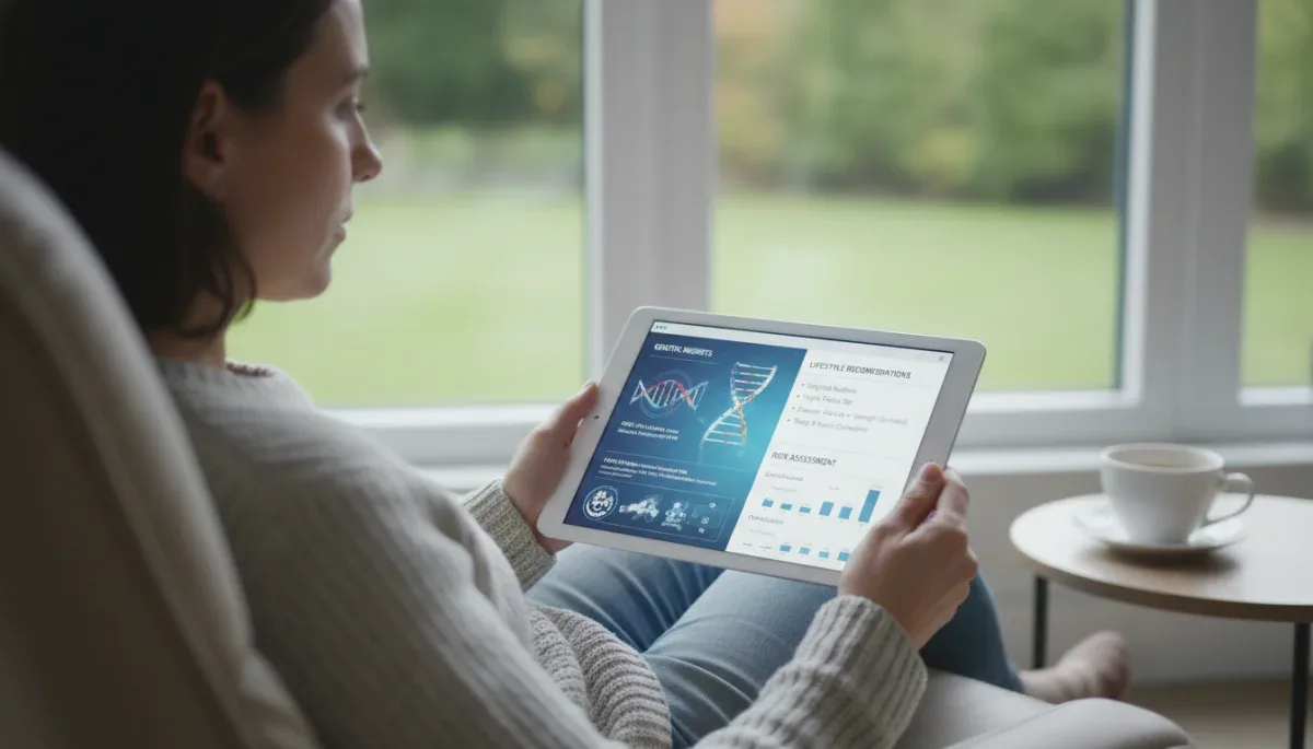 Person reviewing personalized genetic health dashboard