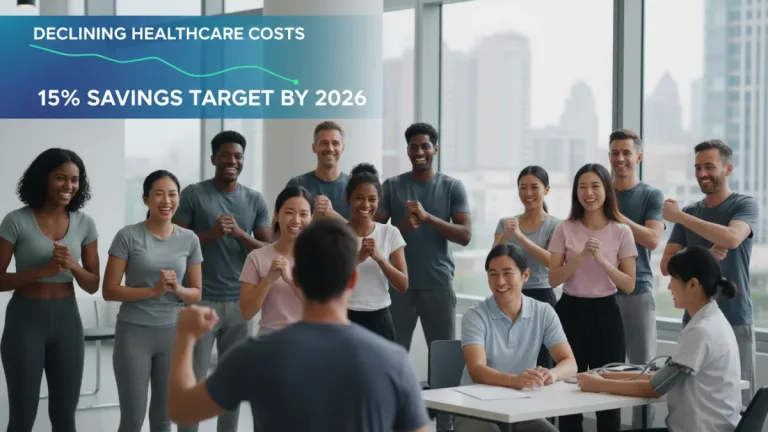 Employees engaging in preventive health activities, symbolizing cost savings