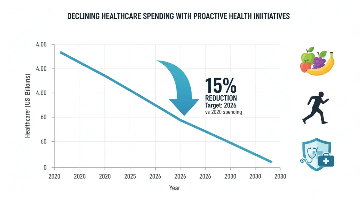 Graph showing 15% healthcare cost reduction by 2026 through preventive care