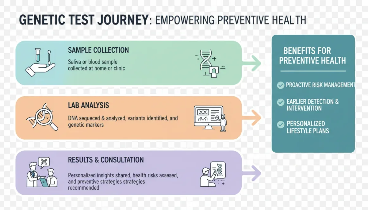 Infographic showing genetic testing process for preventive health