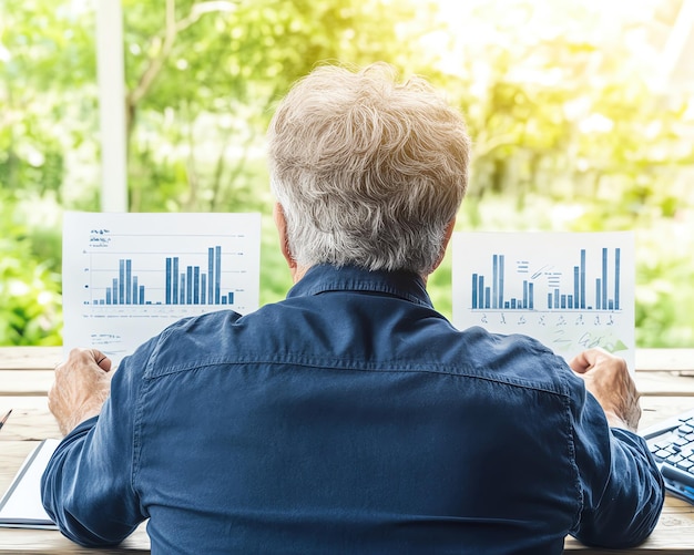 A person looking at a graph showing growth of retirement savings over time, symbolizing the power of compound interest in a 401(k).