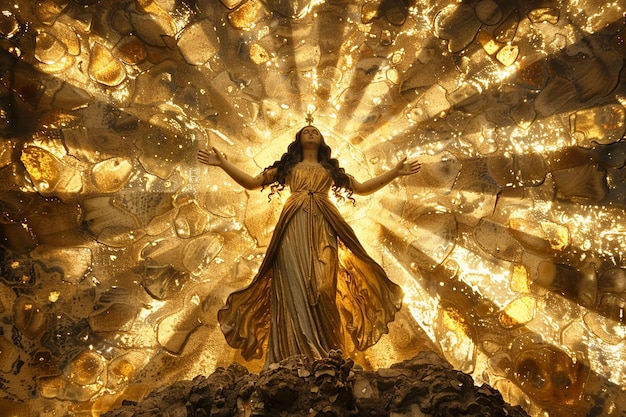 A concept art piece depicting Luzia Cotado in her magical setting in Golden Age Spain. She stands amidst opulent surroundings, with subtle magical effects surrounding her.